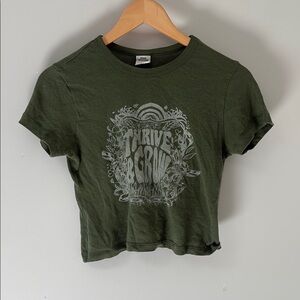 Urban Outfitters Green Graphic Crop T-Shirt